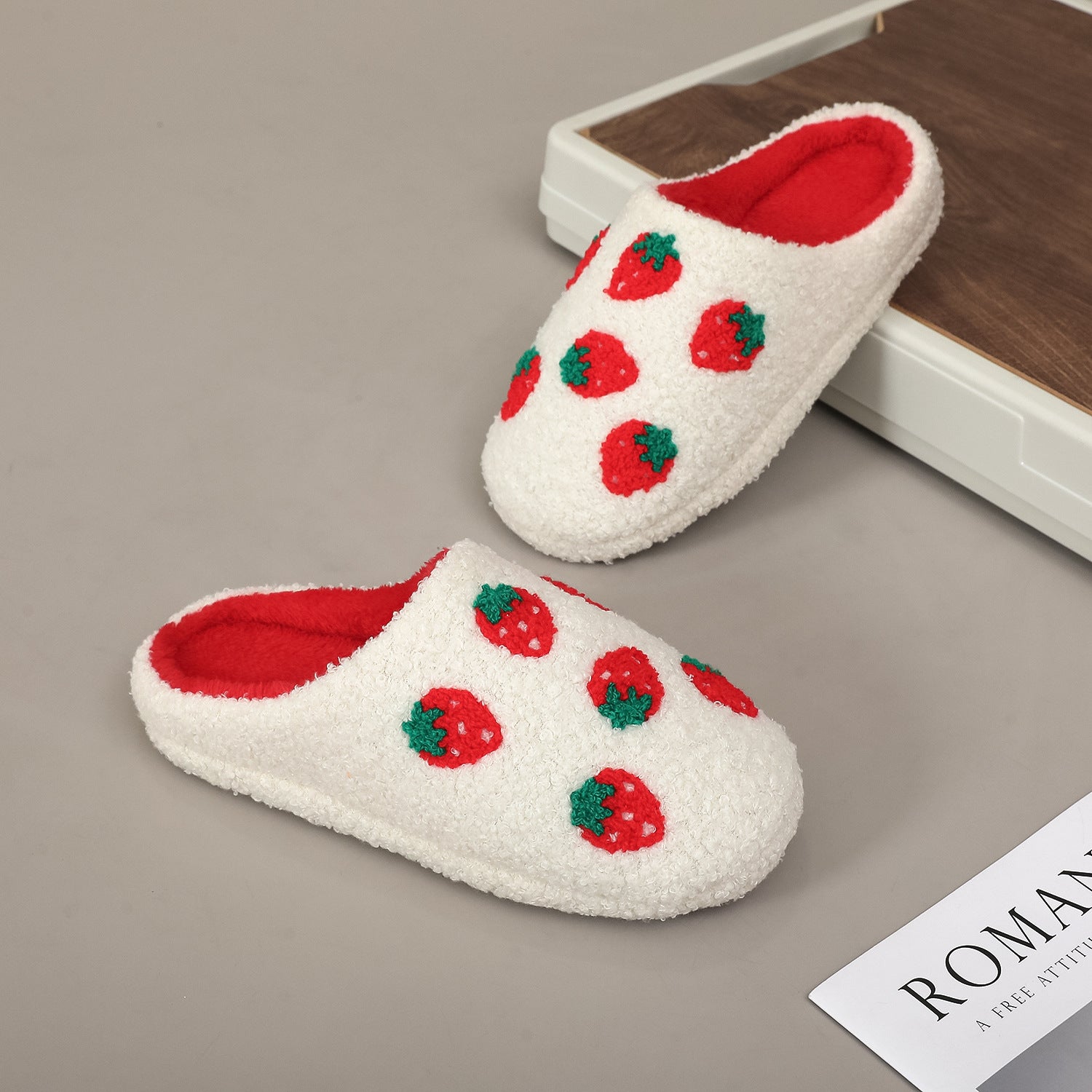 Strawberry Cotton Slippers Home Autumn and Winter Wool Slippers